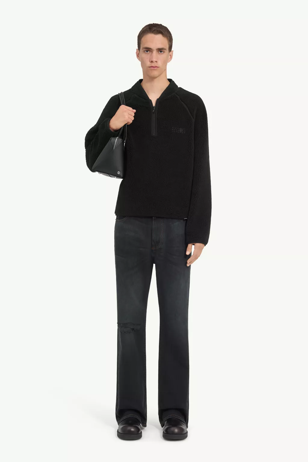 Black Reversible teddy fleece sweatshirt | MM6 Official