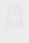 White - V-Neck Cotton Shirt