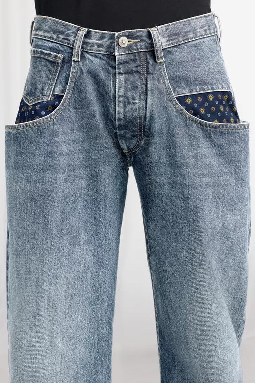 Stone Bleached Denim Jeans - Denim