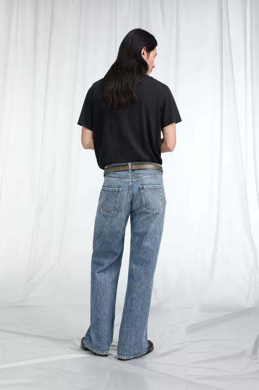 Stone Bleached Denim Jeans - Denim