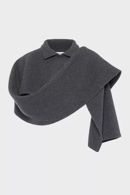 カラー付リブ ウールスカーフ - スカーフ