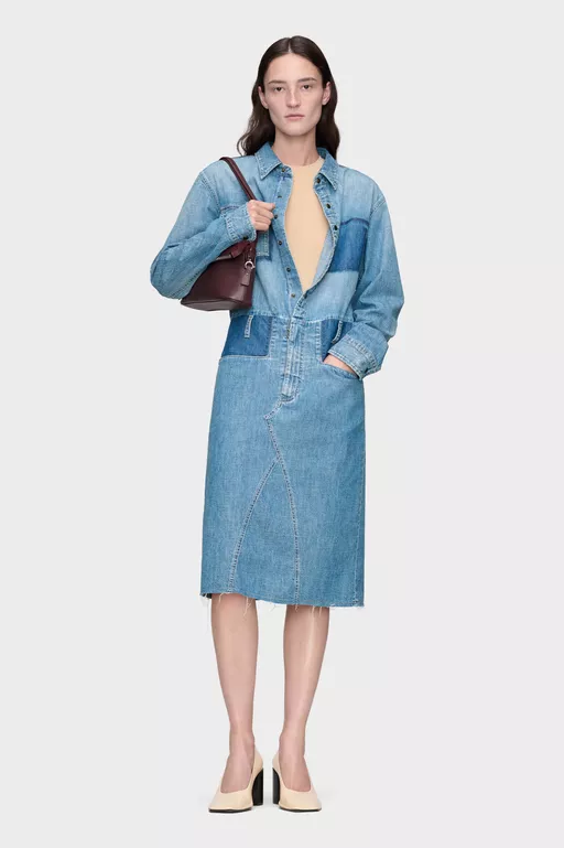 Denim Midi Shirt Dress - Midi Dress