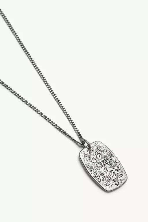 エングレーブドフローラル ペンダントネックレス - ネックレス