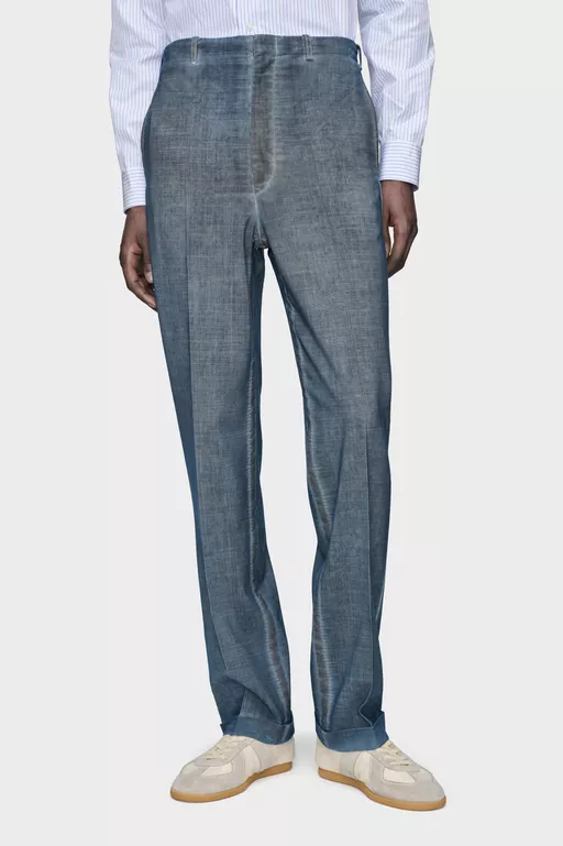 Pantalones de lana doble te&ntilde;ido - Pantalones