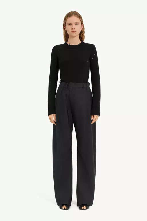 Pinstripe wool trousers