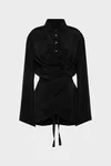 Black - Ruched Wrap Shirt