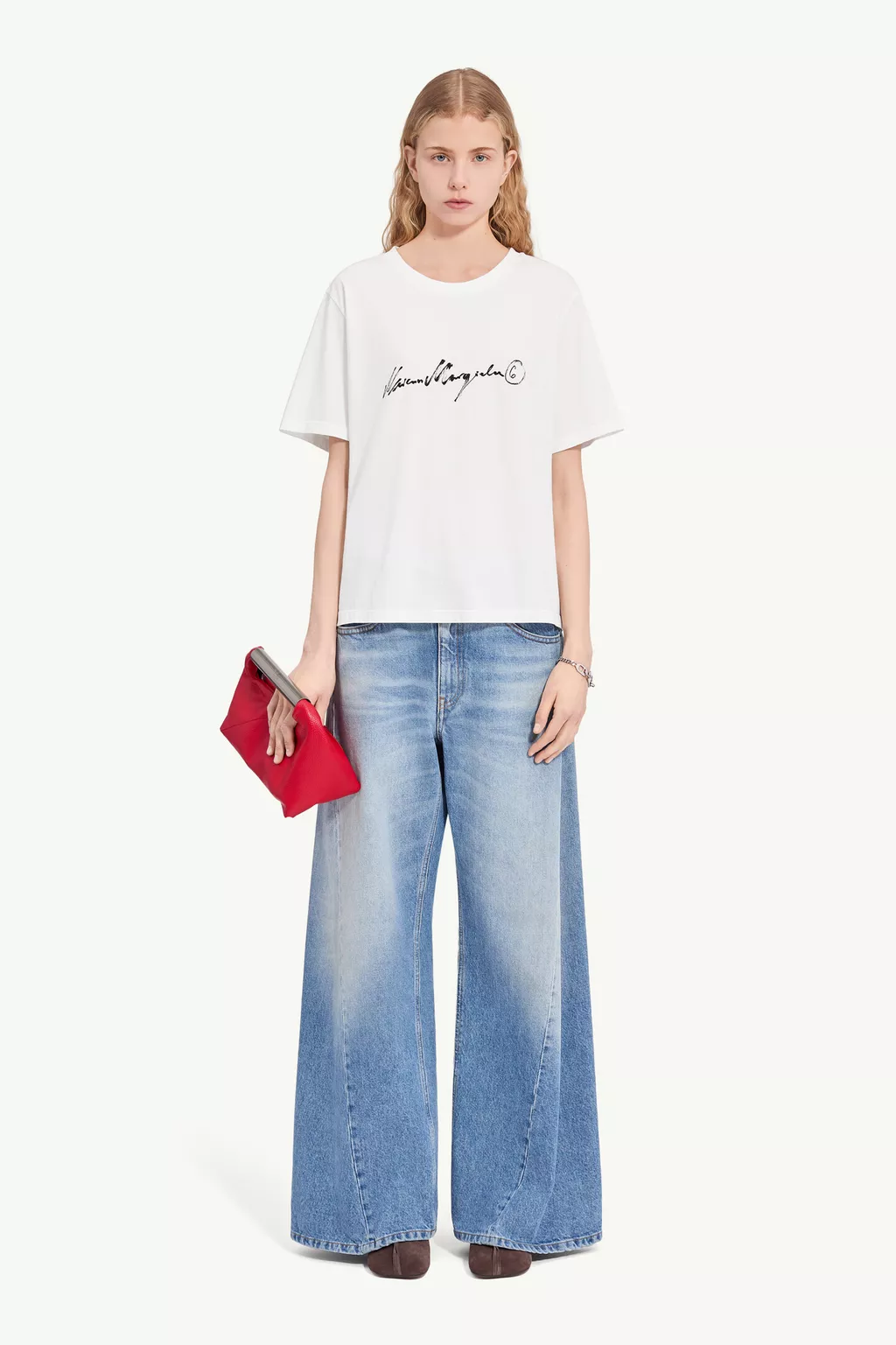 White Overdyed handwritten-print T-shirt | MM6 Official