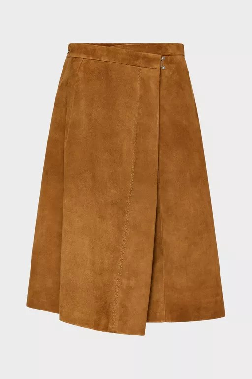 Wrap Suede Midi Skirt - Midi Skirts