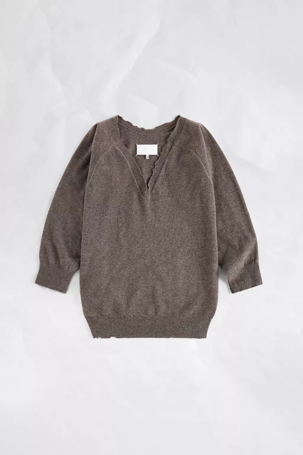 Mud brown Draped V-Neck Sweater | Maison Margiela Official