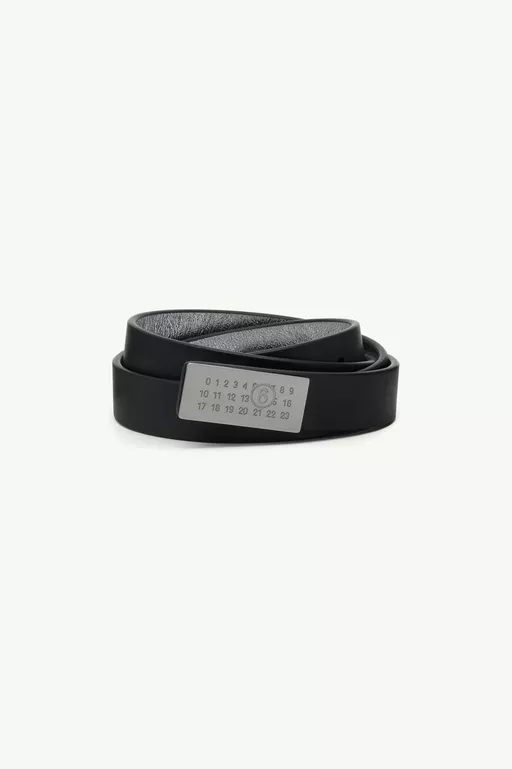 Slim numeric buckle leather belt - Belts