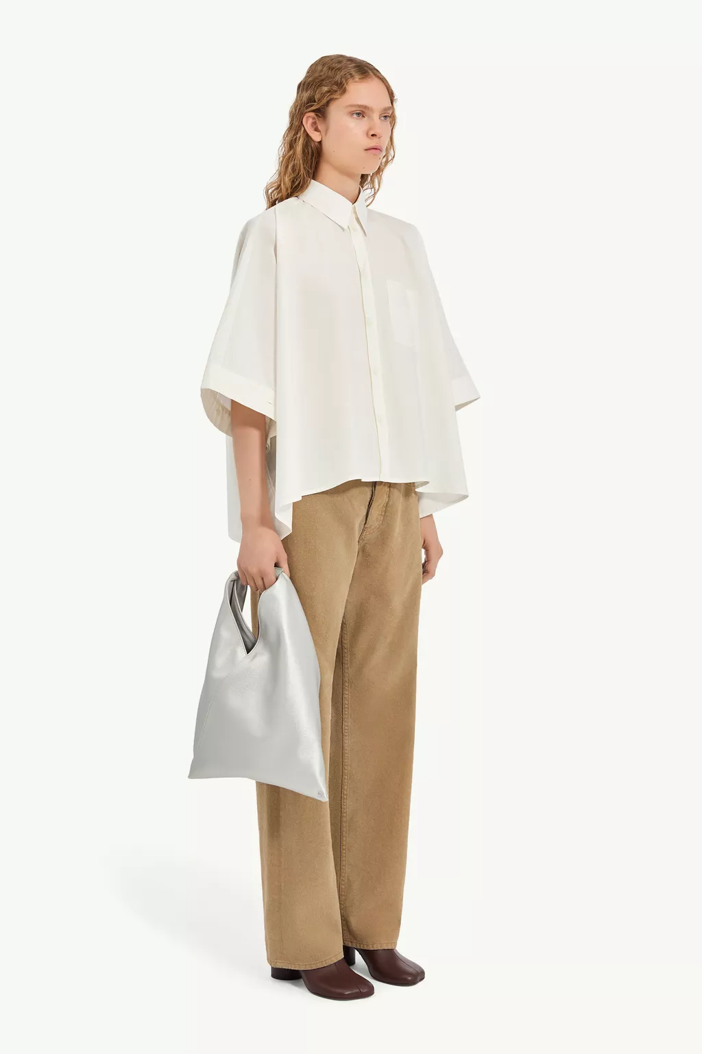 White Cropped shirt | MM6 Official