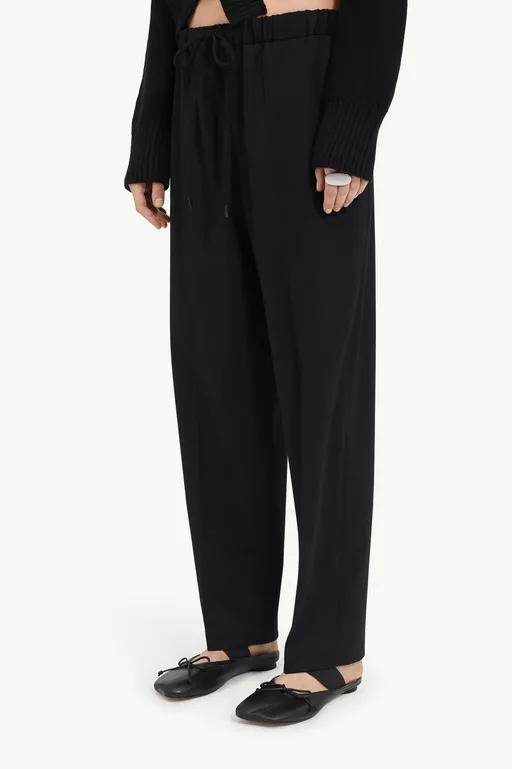 Pantal&oacute;n de lana sastre con cord&oacute;n de cierre - Pantalones