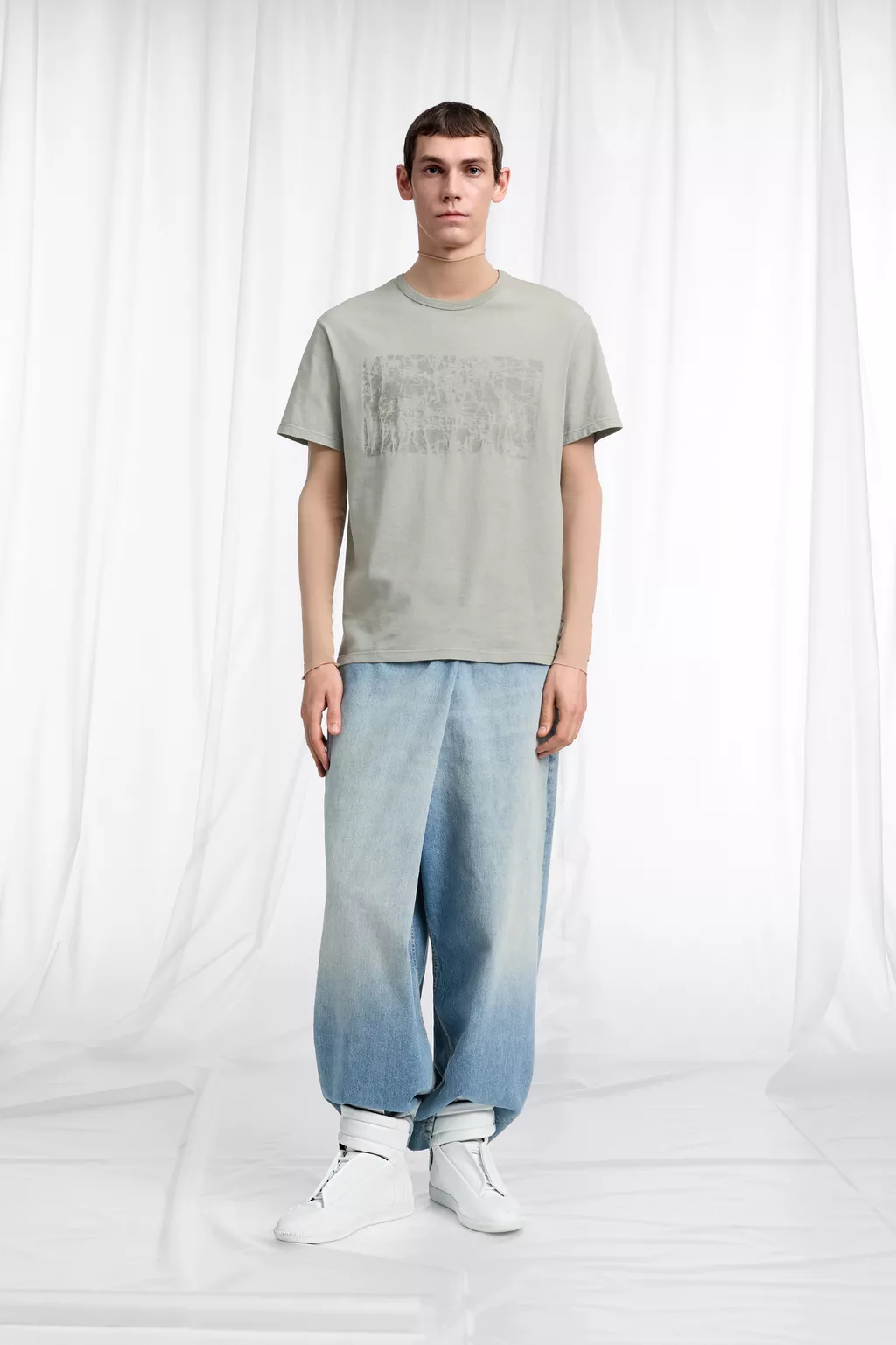 Light Grey Wax Treatment Cotton T-Shirt | Maison Margiela Official