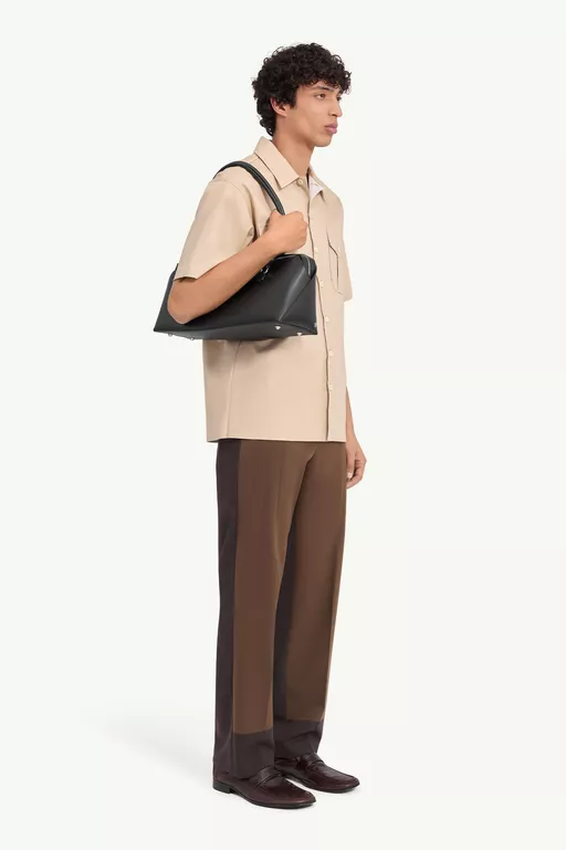 퓨즈드 포플린 숏 슬리브 셔츠 - 데님
