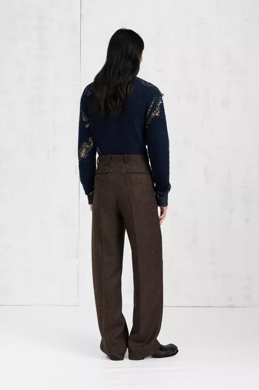 Herringbone Wool Trousers - Pants