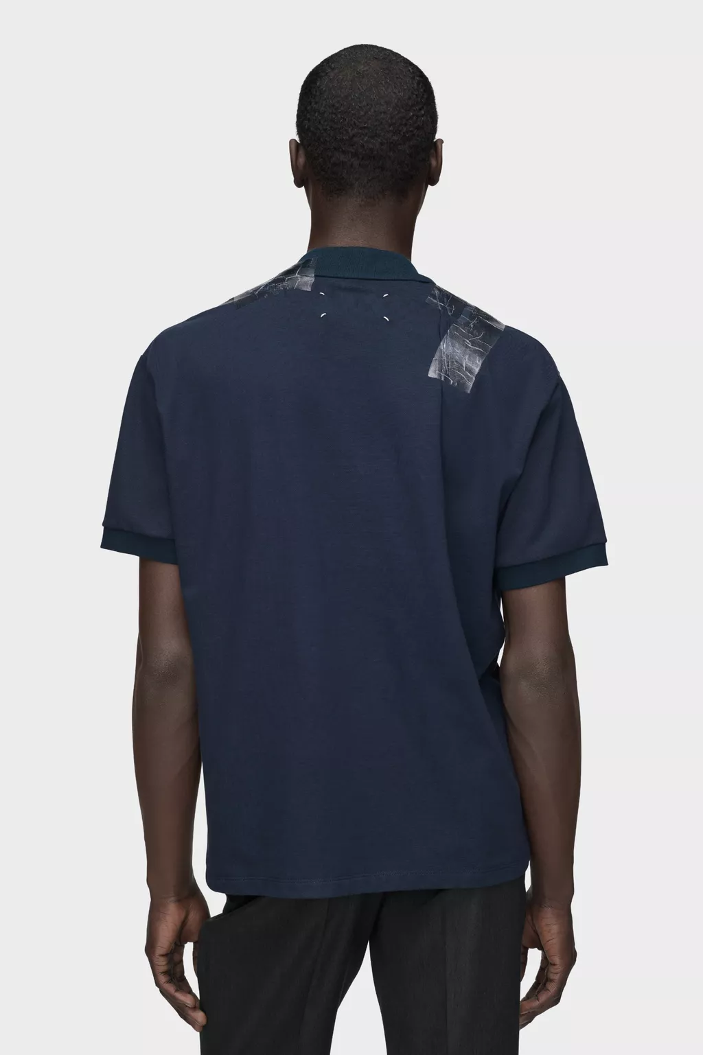 Navy Blue Taped V-neck T-shirt | Maison Margiela Official