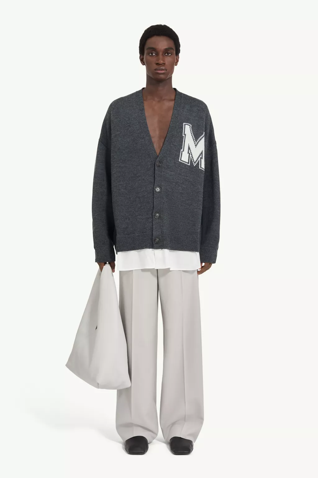 Gray Two-in-one knit cardigan | MM6 Official