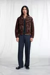 Adobe Brown - Flocked Denim Trucker Jacket