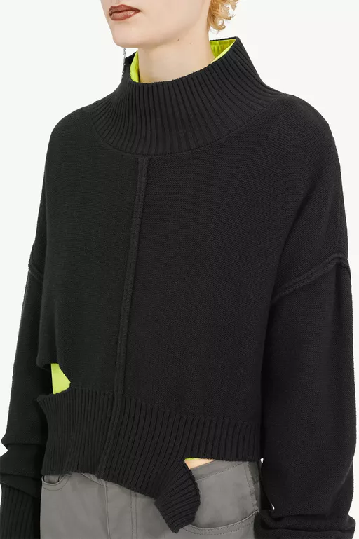 Gauge Black Boxy Distressed Jumper - Knitwear