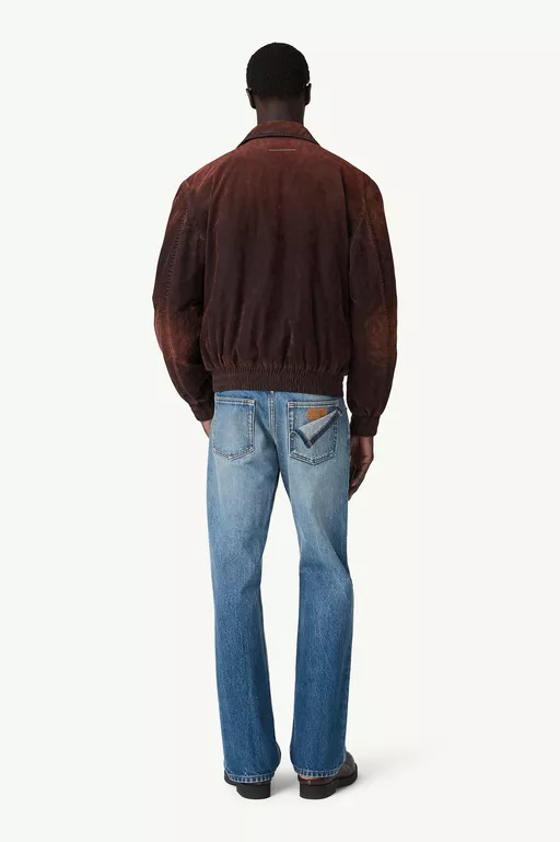 Overdyed flocked denim jacket - Jackets