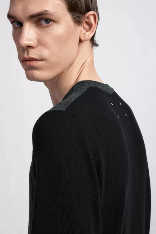 Two-Tone Wool Crewneck - Knitwear