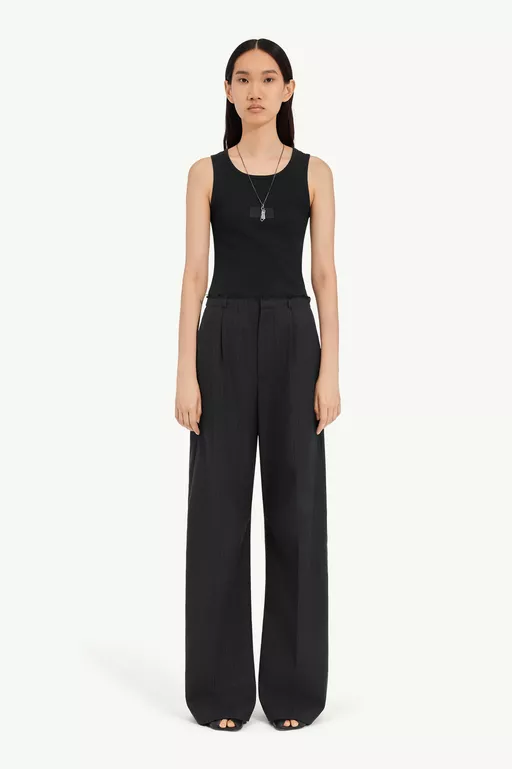 Pinstripe wool wide-leg trousers - Pants
