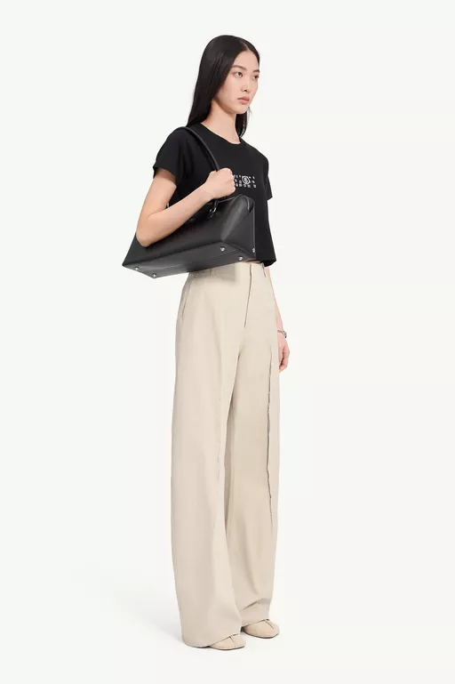 Light cotton twill wide-leg trousers - Pants