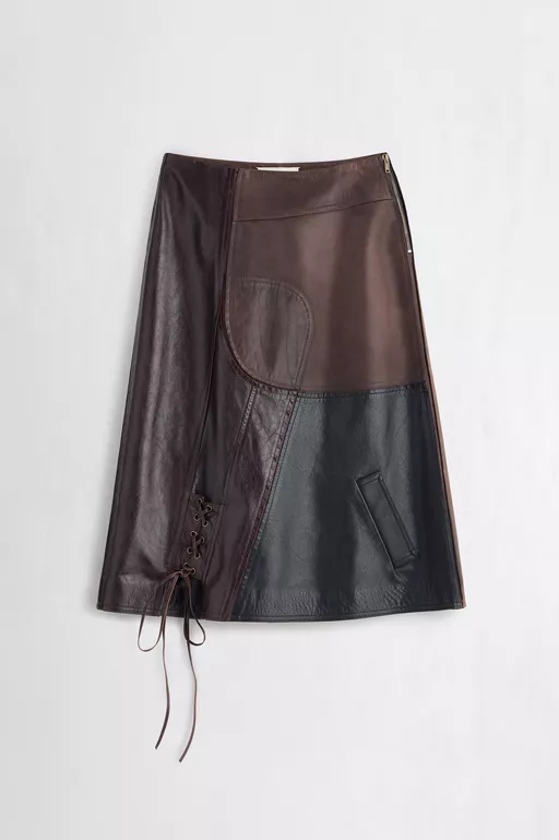 Assemblage Calf Leather Midi Skirt - Midi Skirts