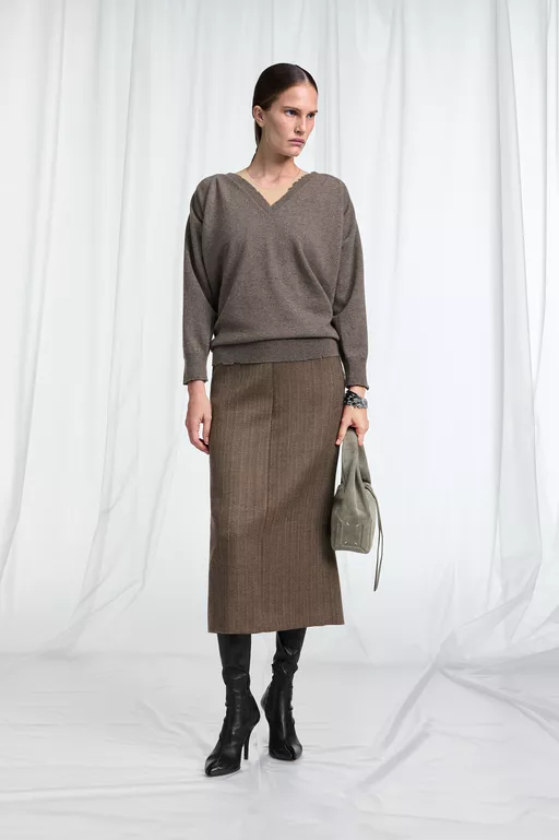 Draped V-Neck Sweater - V-neck