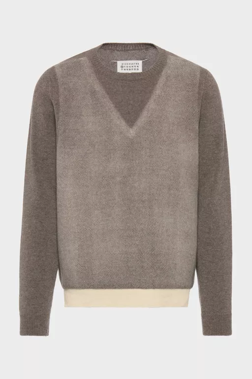 Fused Knit Wool Crewneck Sweater - Knitwear