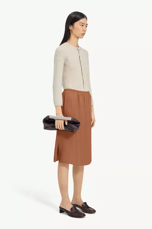 サテン ミディスカート - スカート