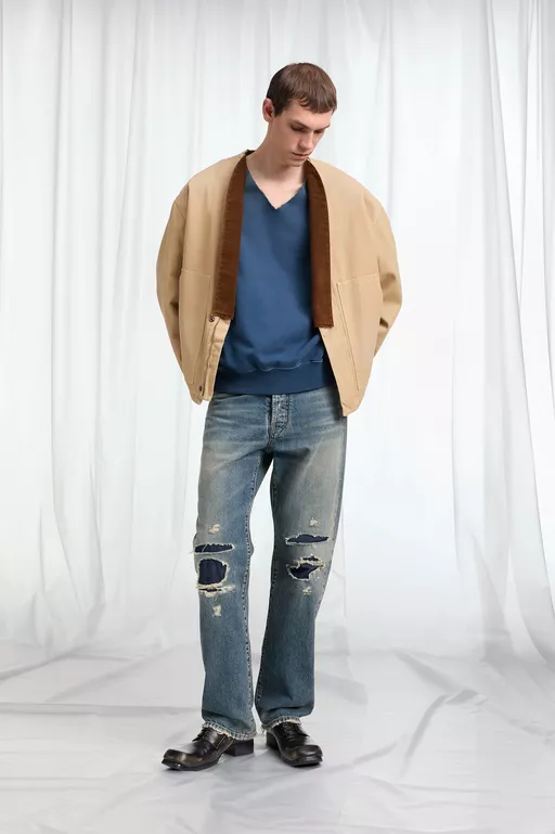 V-Neck Cotton Jacket - Jackets