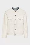 White - Collarless Denim Jacket