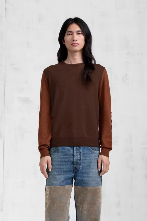Two-Tone Wool Crewneck - Knitwear