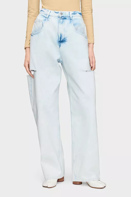Bleached Cut-out Jeans - Denim