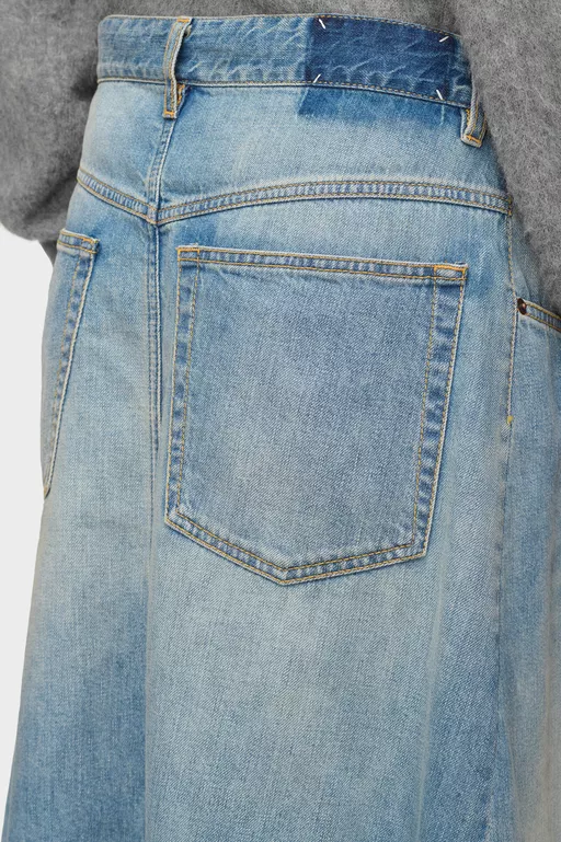Wrap Denim Midi Skirt - Midi Skirts