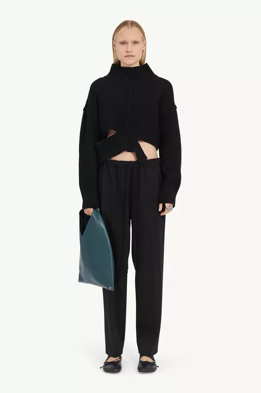 Pantal&oacute;n de lana sastre con cord&oacute;n de cierre - Pantalones