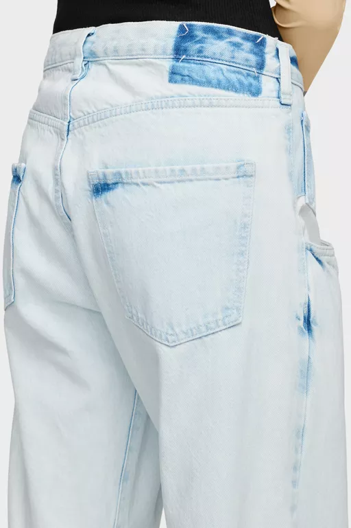 Bleached Straight-Leg Jeans - Denim