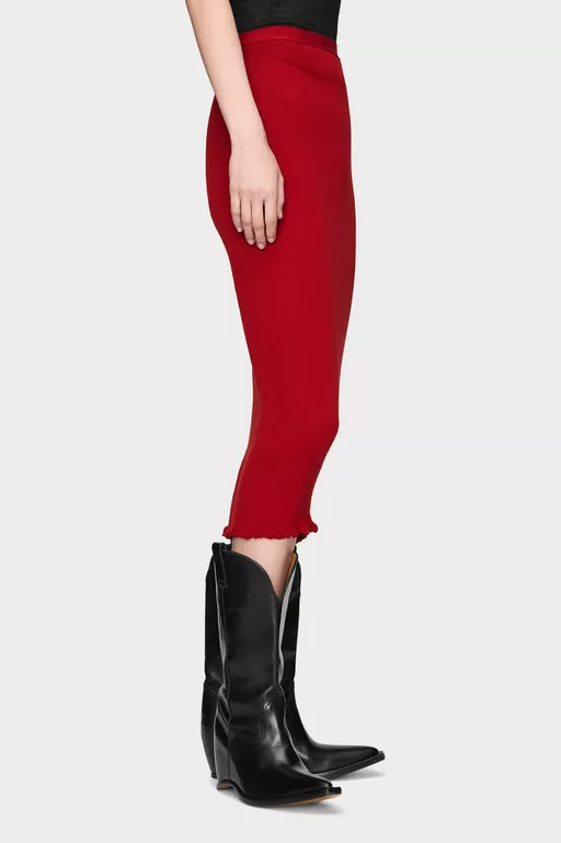 Ribbed Wool Midi Skirt - Midi Skirts