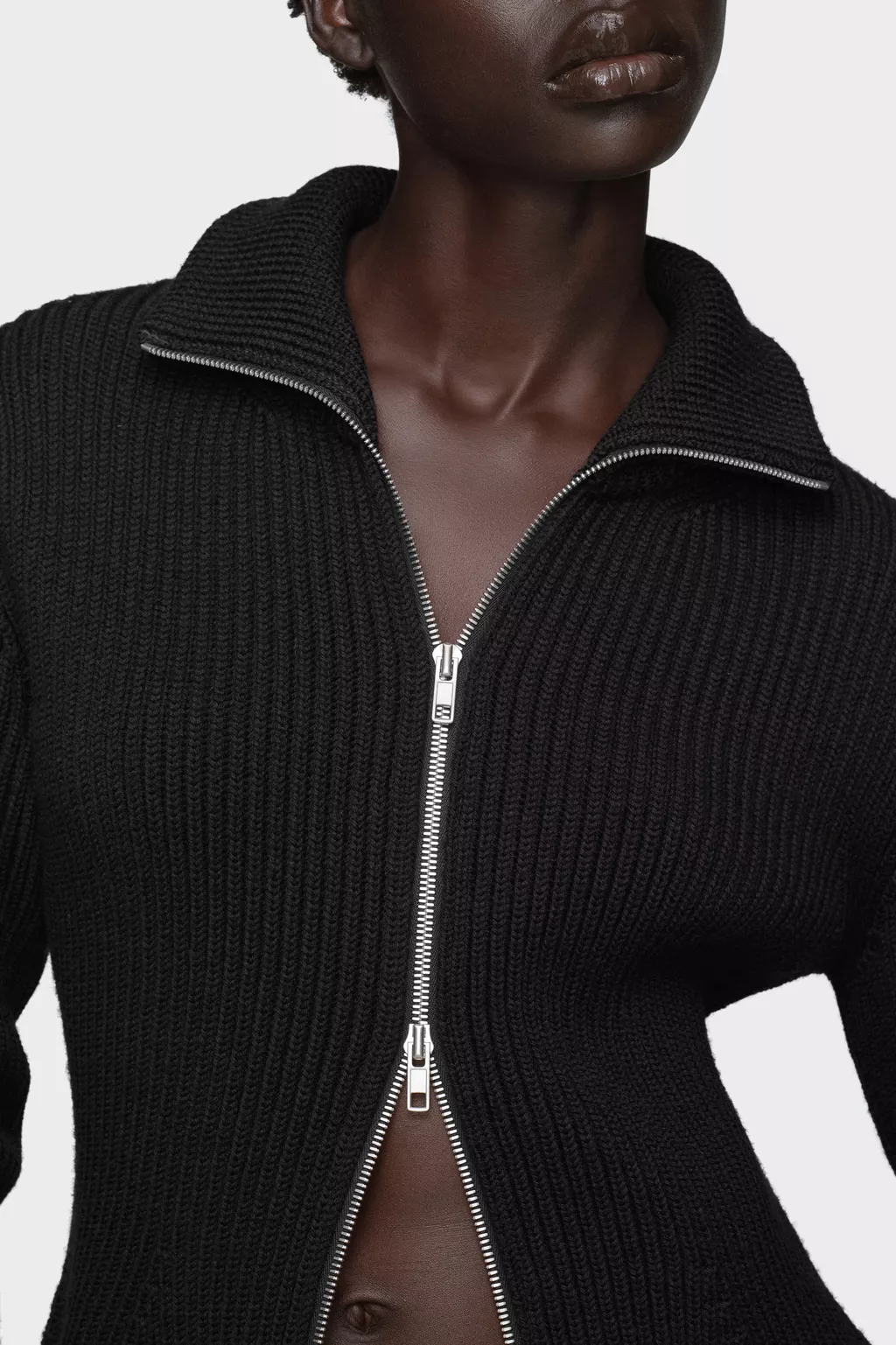 Black Wool zipped cardigan | Maison Margiela Official