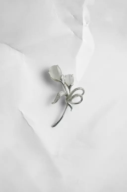 Antiqued Wax Floral Brooch - Brooches