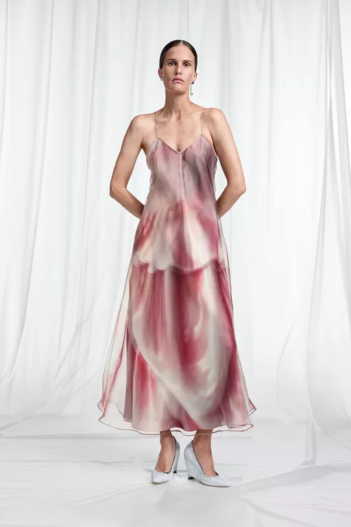 Trompe L'Oeil Organza Slip Dress - Midi Dress