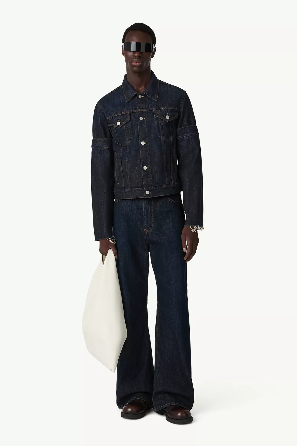 Blue Flipped sleeve denim jacket | MM6 Official