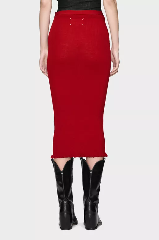 Ribbed Wool Midi Skirt - Midi Skirts
