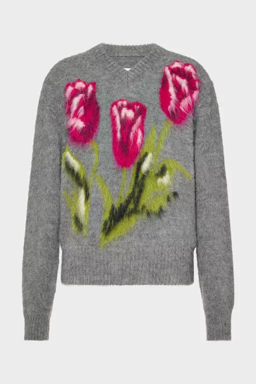 Flower Wool Sweater - Overalls