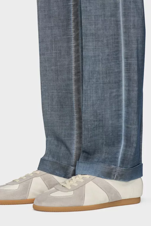 Pantalones de lana doble te&ntilde;ido - Pantalones