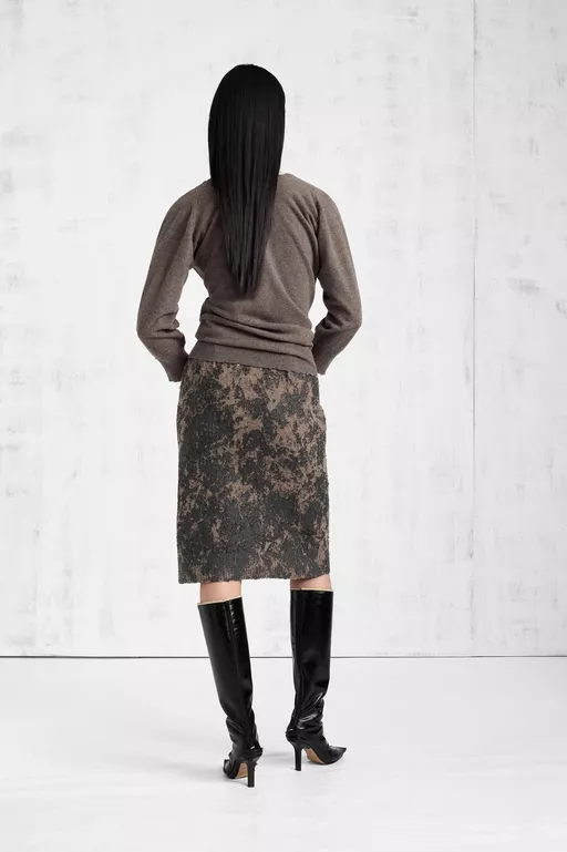 Knit Virgin Wool Pencil Skirt - Midi Skirts
