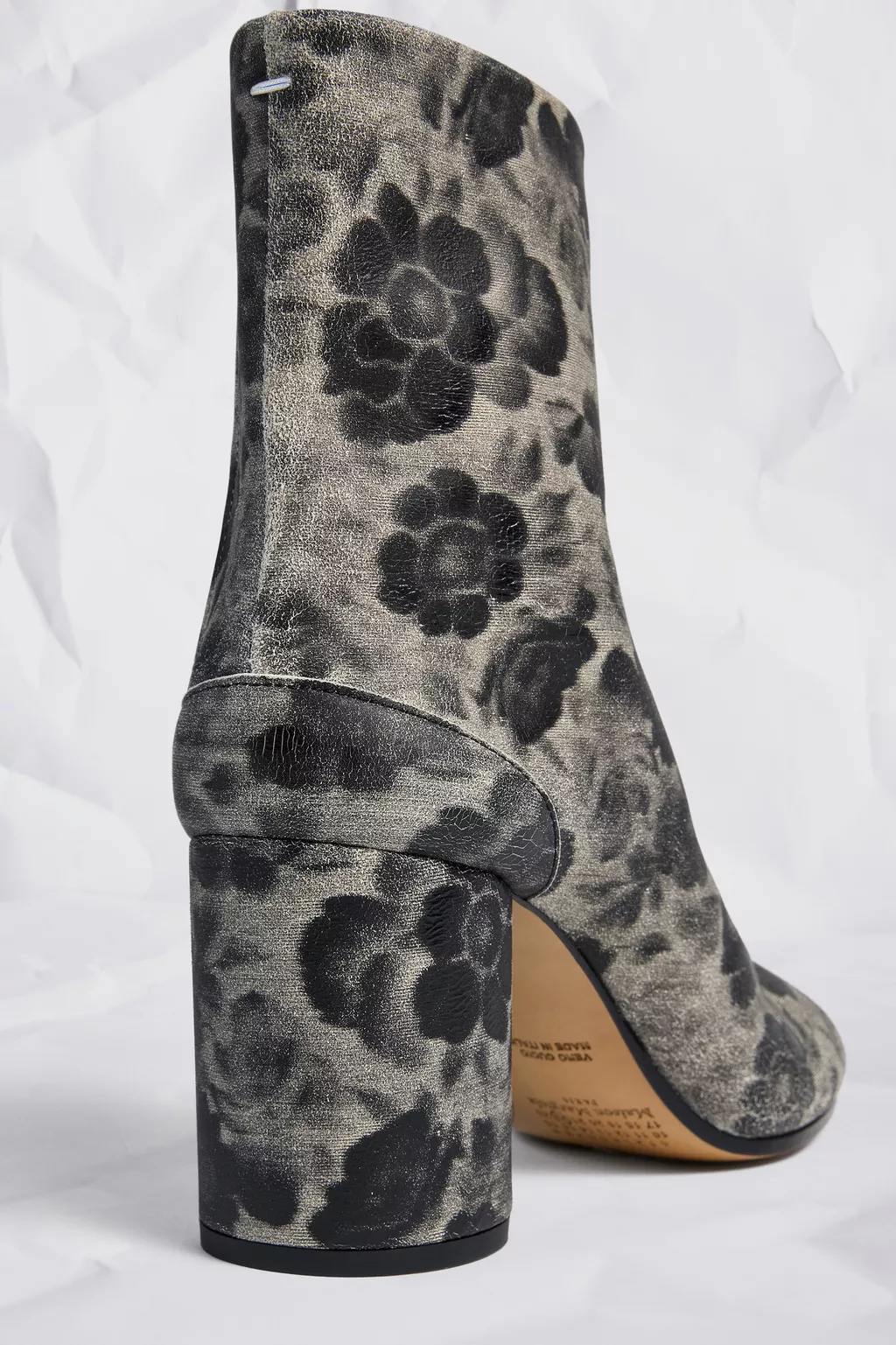 White and Black Tabi Ankle Boots Crackle Flower Print | Maison