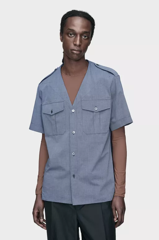 Folded Collar Short-Sleeve Shirt - Short-sleeved Shirt