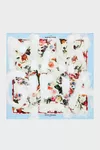 White and light blue - Printed Silk Foulard